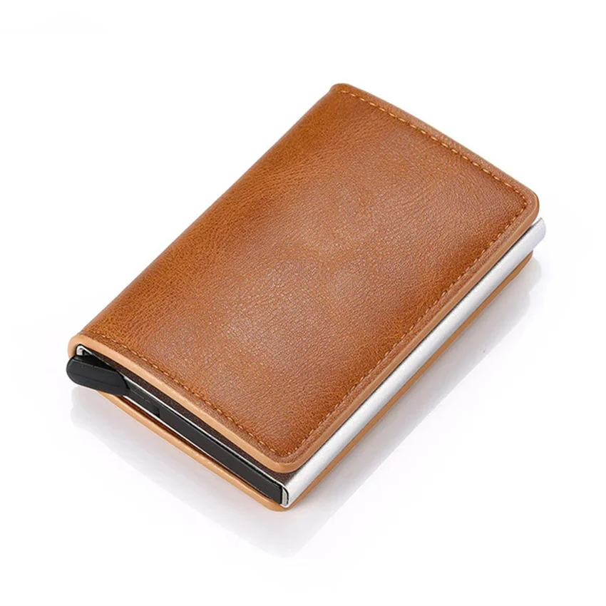Bolsa de cartão masculina com bloqueio rfid, carteira de fibra de carbono, clipe para cartão de crédito, concha de alumínio de metal, bolsa antimagnética para dinheiro
