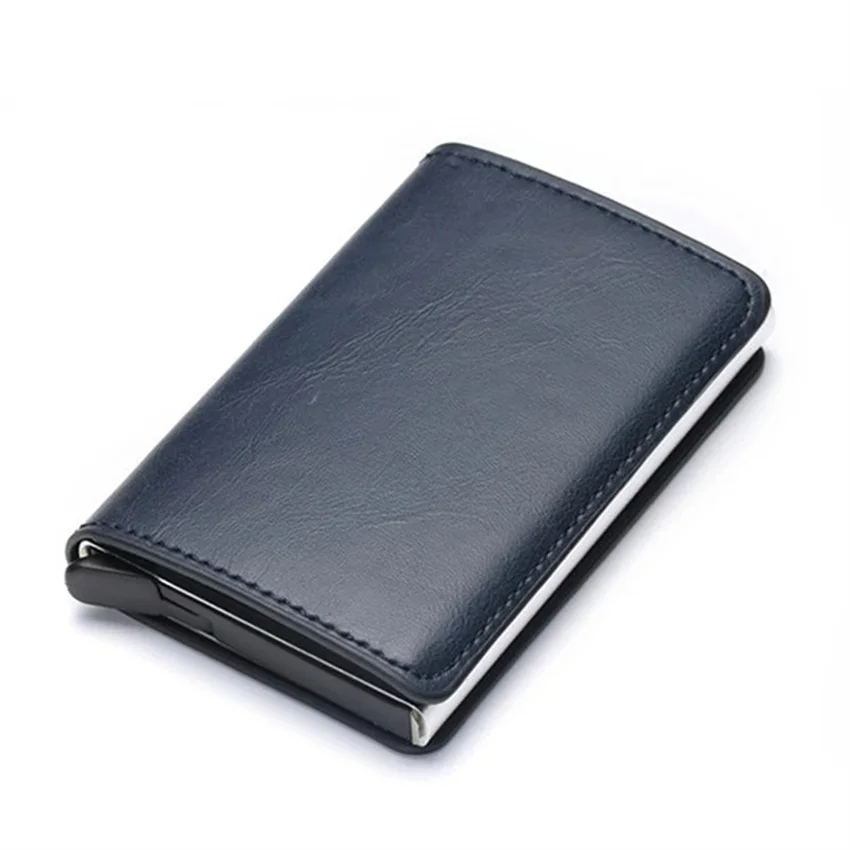 Herrekorttaske RFID Blokerende Carbon Fiber Wallet Business Kreditkort Clip Metal Aluminium Shell Anti-magnetisk kort Taske Money Clip