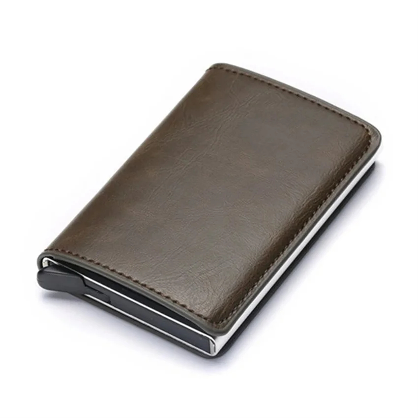 Tas kartu pria dompet serat karbon pemblokiran RFID klip kartu kredit bisnis cangkang aluminium logam tas kartu antimagnetik klip uang