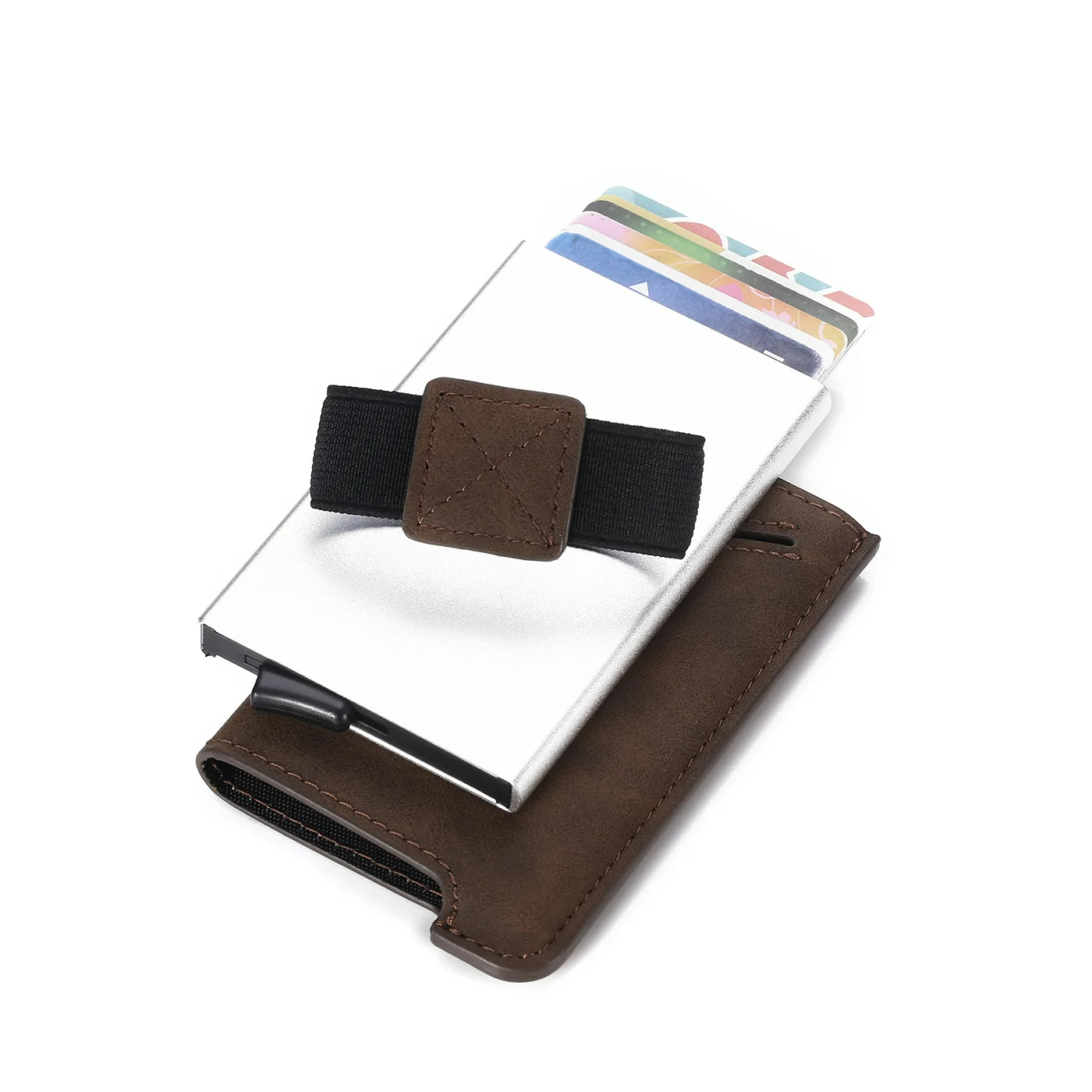 แฟชั่นหนัง Pop Up Rfid Blocking Wallet คุณภาพสูง