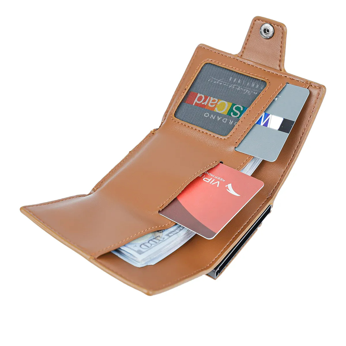 Dompet Pemegang Kartu Koin Ritsleting Rfid Kustom Mewah