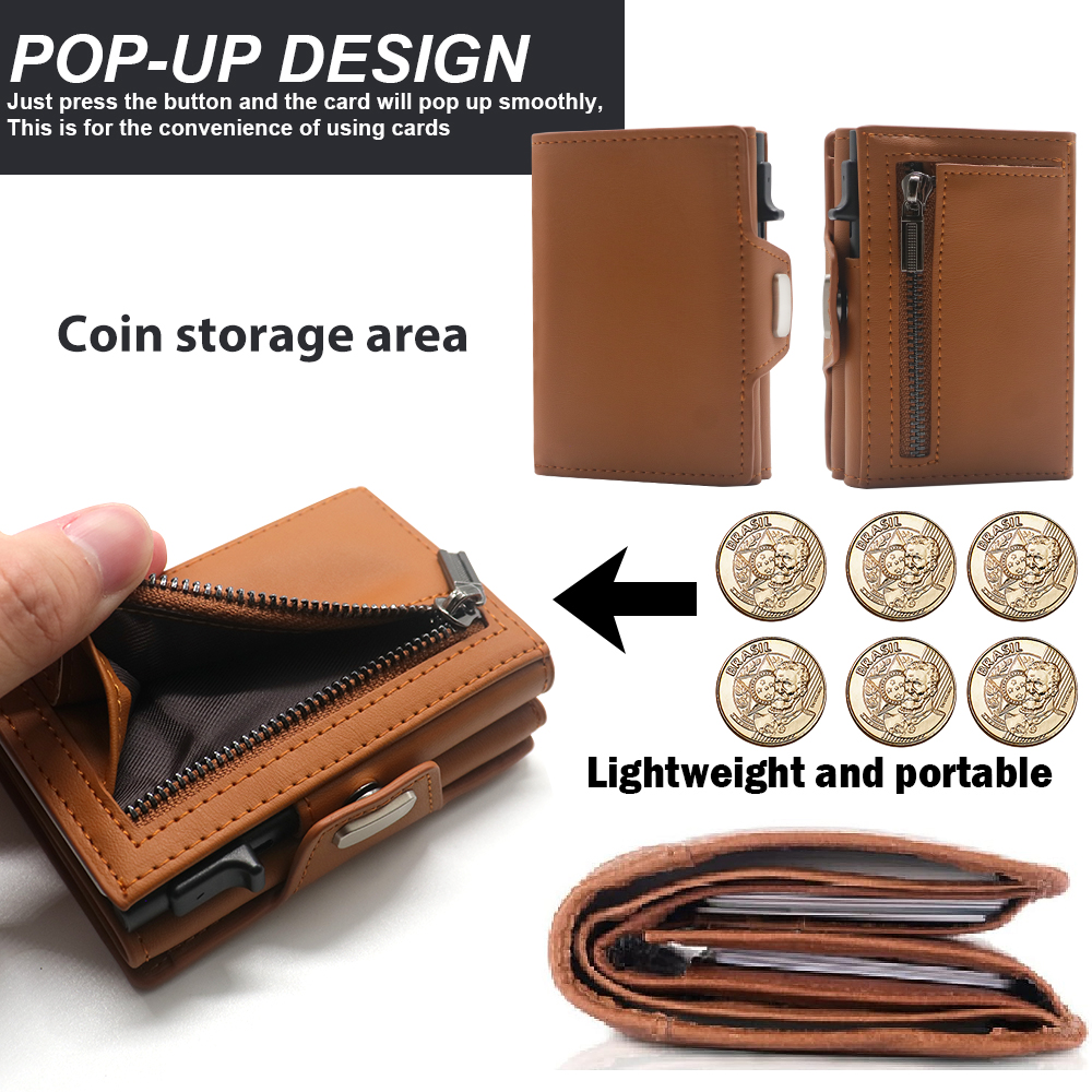 Luxury Custom Rfid Zipper Coin Card Holder Wallet