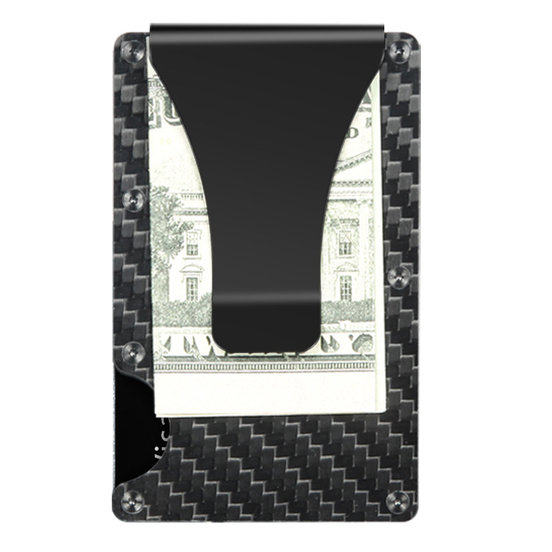 Mens Slim Minimalist Rfid Blocking Carbon Fiber Money Clip