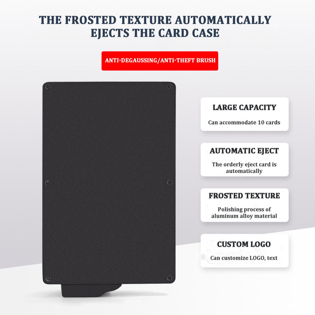 Porta-cartões de alumínio minimalista Rfid com bloqueio de carteira de metal