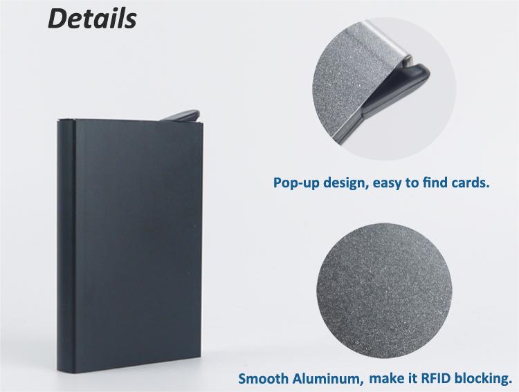 Dompet Kartu Aluminium Pop Up Pemblokiran RFID Populer Untuk Pria