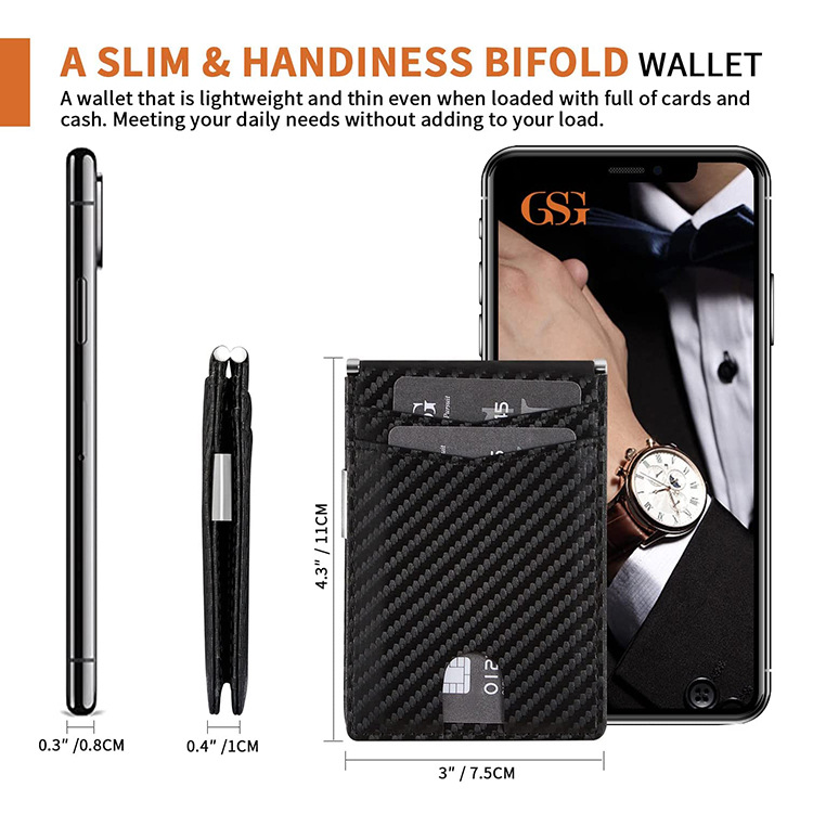 RFID Carbon Fiber Card Holder wallet with ID Window