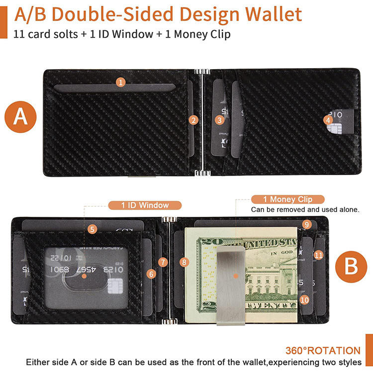 RFID Carbon Fiber Card Holder wallet with ID Window