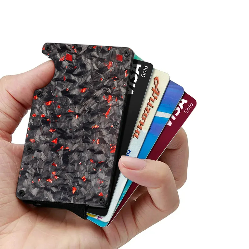 Portafoglio porta carte personalizzato ultra sottile e minimalista per uomo, portafoglio con blocco RFID Porta carte di credito in alluminio con fermasoldi