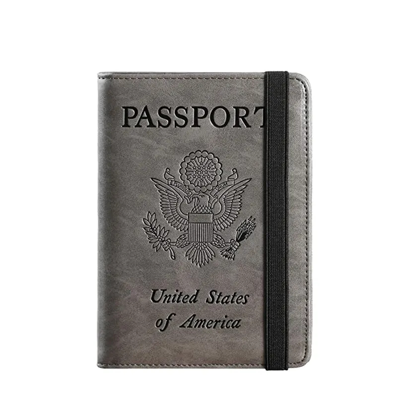 Carteira com capa para porta-passaporte no atacado com bloqueio de RFID