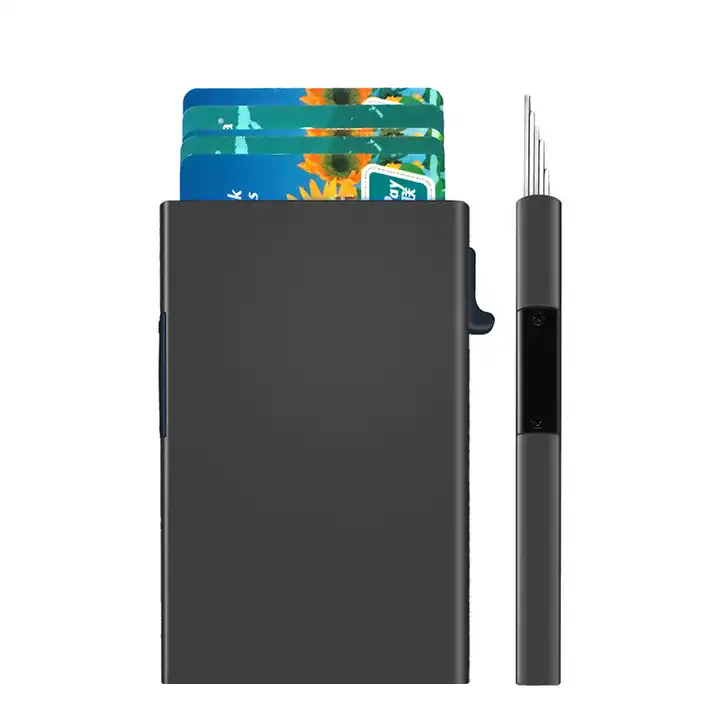 Slim Minimalist Wallet Aluminum Card Holders Rfid Blocking
